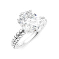 1/10 Ctw Oval Shape Round Cut Diamond Semi-Mount Engagement Ring in 14K White Gold