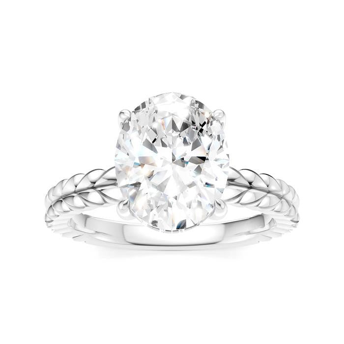 1/10 Ctw Oval Shape Round Cut Diamond Semi-Mount Engagement Ring in 14K White Gold