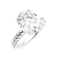 1/10 Ctw Oval Shape Round Cut Diamond Semi-Mount Engagement Ring in 14K White Gold