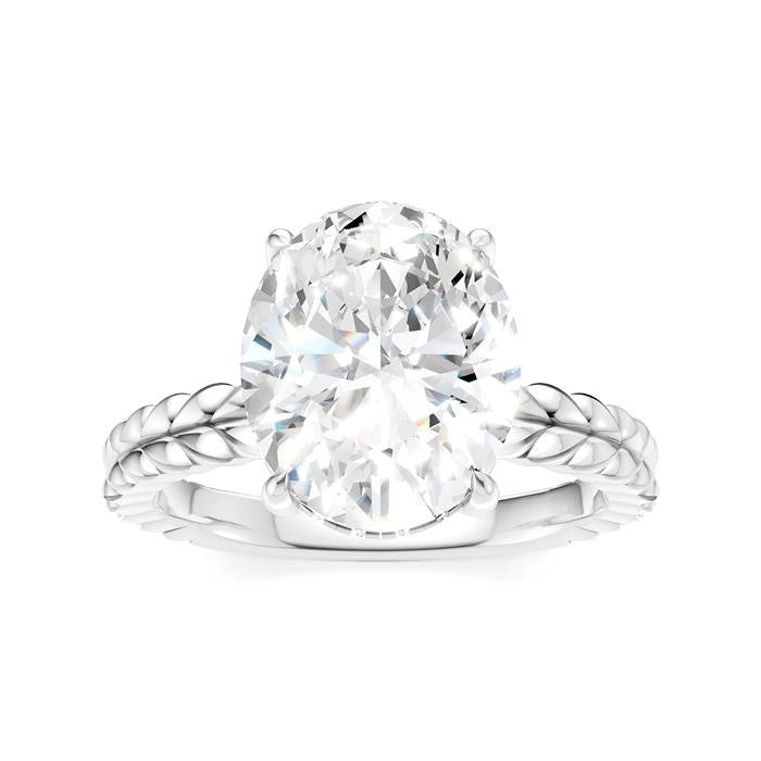 1/10 Ctw Oval Shape Round Cut Diamond Semi-Mount Engagement Ring in 14K White Gold
