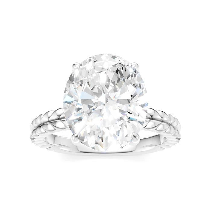 1/10 Ctw Oval Shape Round Cut Diamond Semi-Mount Engagement Ring in 14K White Gold