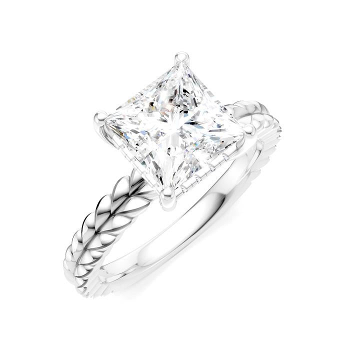 1/10 Ctw Princess Shape Round Cut Diamond Semi-Mount Engagement Ring in 14K White Gold