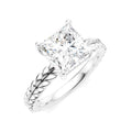1/10 Ctw Princess Shape Round Cut Diamond Semi-Mount Engagement Ring in 14K White Gold