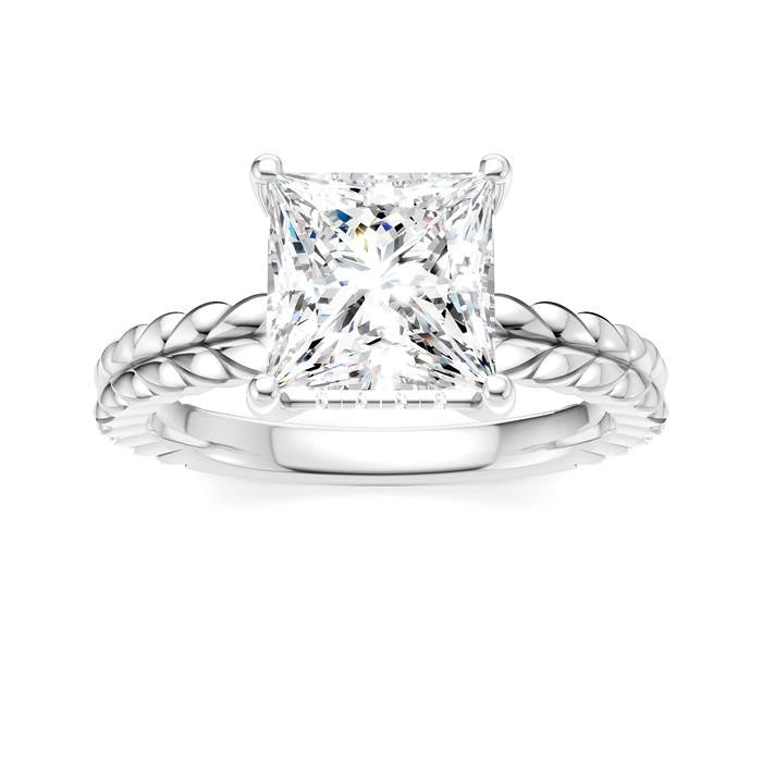 1/10 Ctw Princess Shape Round Cut Diamond Semi-Mount Engagement Ring in 14K White Gold
