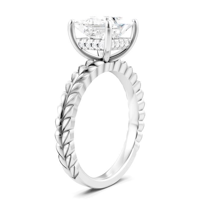 1/10 Ctw Princess Shape Round Cut Diamond Semi-Mount Engagement Ring in 14K White Gold