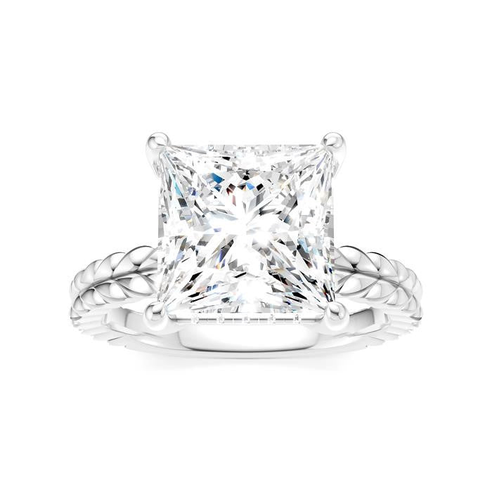1/8 Ctw Princess Shape Round Cut Diamond Semi-Mount Engagement Ring in 14K White Gold