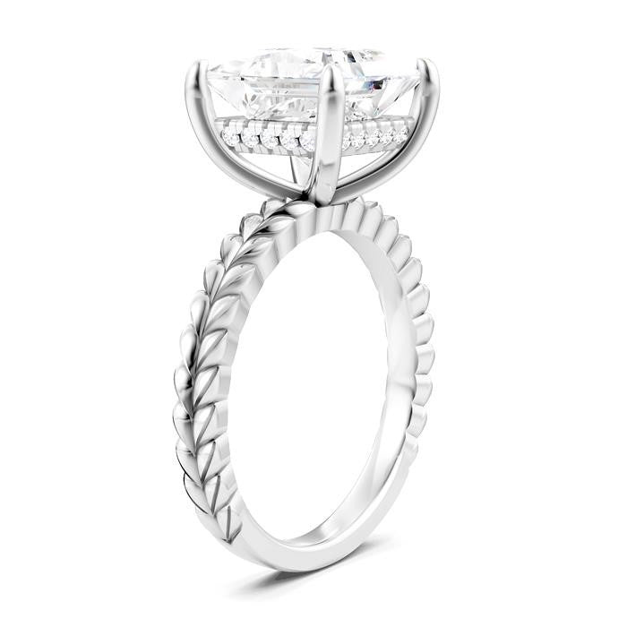 1/8 Ctw Princess Shape Round Cut Diamond Semi-Mount Engagement Ring in 14K White Gold