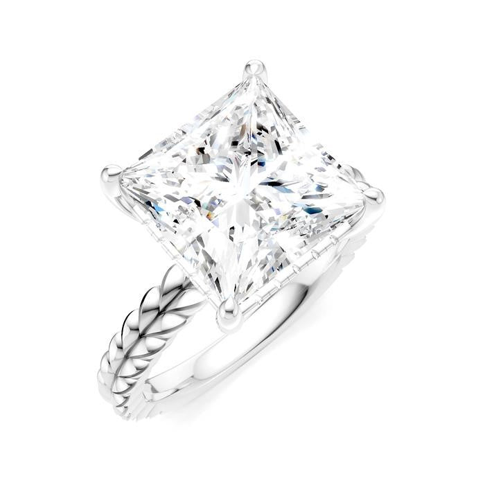 1/8 Ctw Princess Shape Round Cut Diamond Semi-Mount Engagement Ring in 14K White Gold