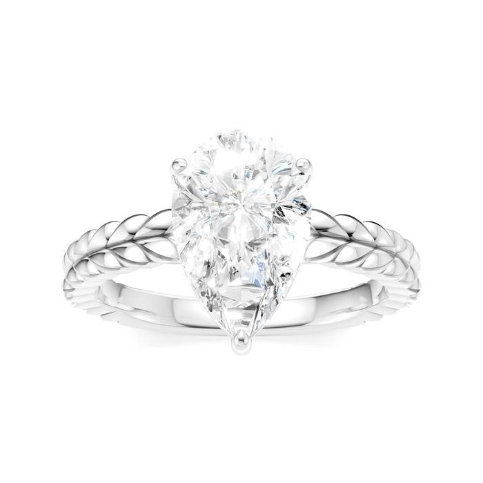 1/10 Ctw Pear Shape Round Cut Diamond Semi-Mount Engagement Ring in 14K White Gold
