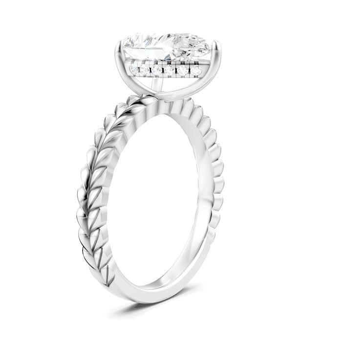 1/10 Ctw Pear Shape Round Cut Diamond Semi-Mount Engagement Ring in 14K White Gold