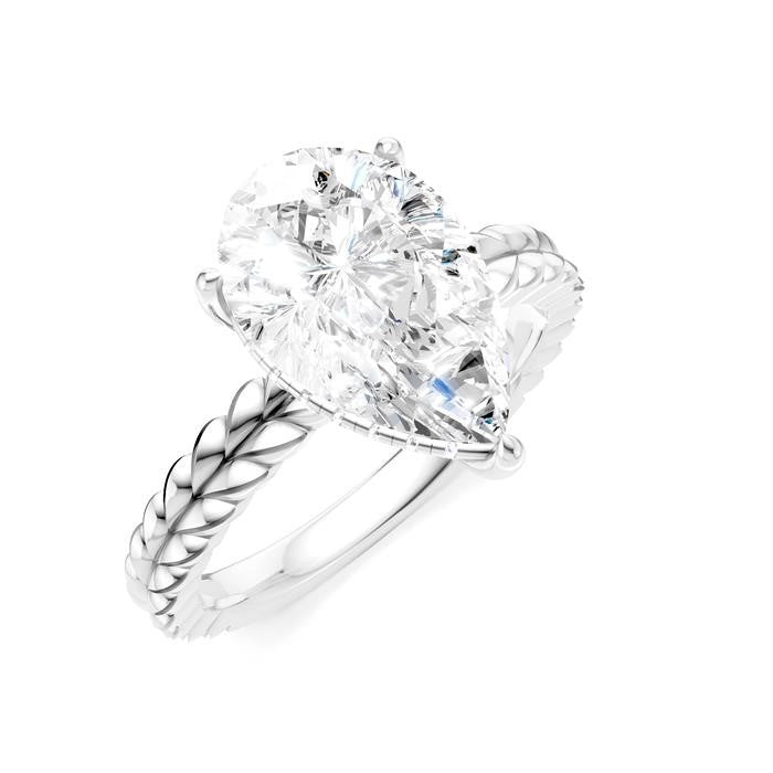 1/10 Ctw Pear Shape Round Cut Diamond Semi-Mount Engagement Ring in 14K White Gold