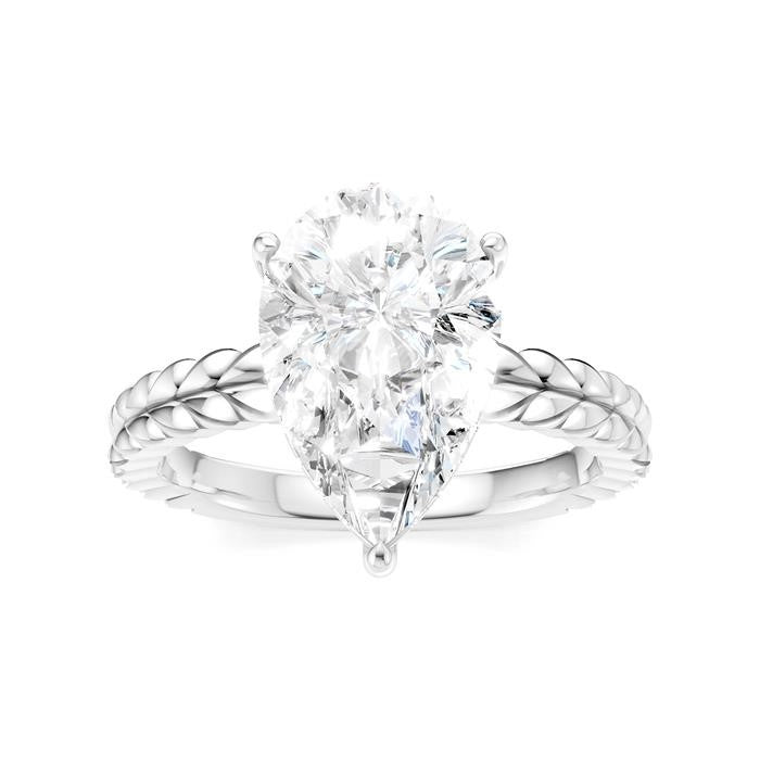 1/10 Ctw Pear Shape Round Cut Diamond Semi-Mount Engagement Ring in 14K White Gold
