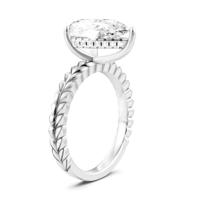 1/10 Ctw Pear Shape Round Cut Diamond Semi-Mount Engagement Ring in 14K White Gold