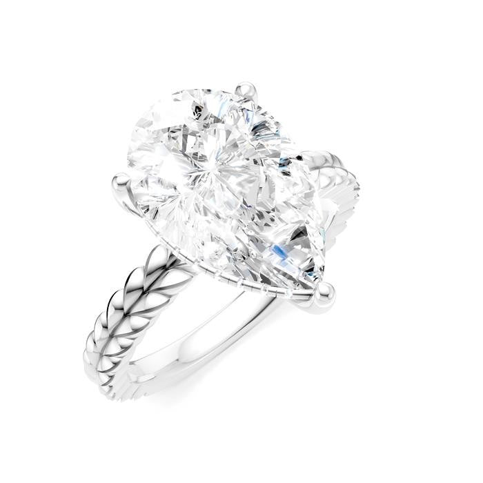 1/8 Ctw Pear Shape Round Cut Diamond Semi-Mount Engagement Ring in 14K White Gold