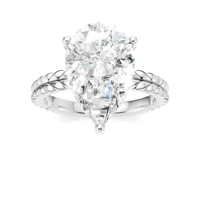 1/8 Ctw Pear Shape Round Cut Diamond Semi-Mount Engagement Ring in 14K White Gold