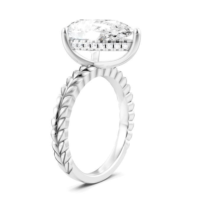 1/8 Ctw Pear Shape Round Cut Diamond Semi-Mount Engagement Ring in 14K White Gold