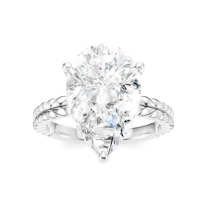 1/8 Ctw Pear Shape Round Cut Diamond Semi-Mount Engagement Ring in 14K White Gold