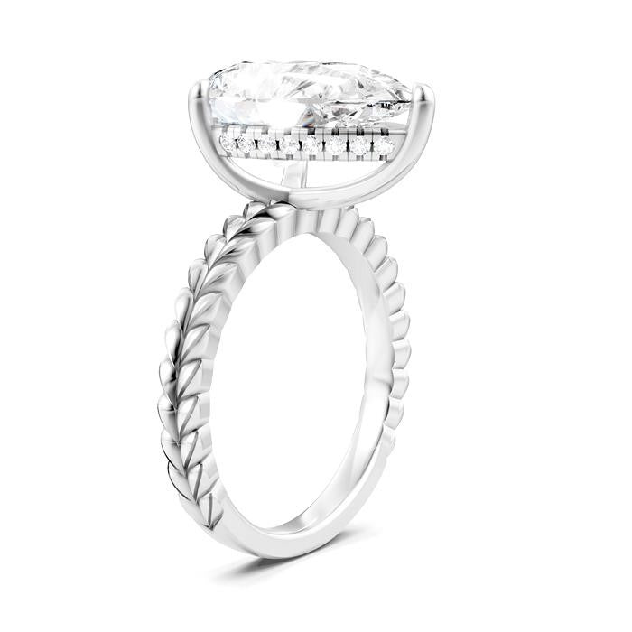 1/8 Ctw Pear Shape Round Cut Diamond Semi-Mount Engagement Ring in 14K White Gold