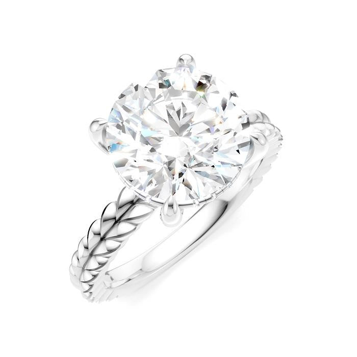 1/10 Ctw Round Shape Round Cut Diamond Semi-Mount Engagement Ring in 14K White Gold