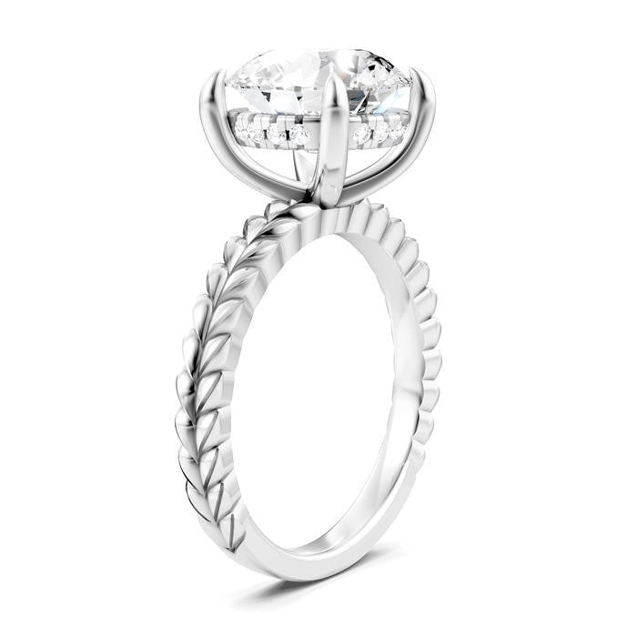 1/10 Ctw Round Shape Round Cut Diamond Semi-Mount Engagement Ring in 14K White Gold