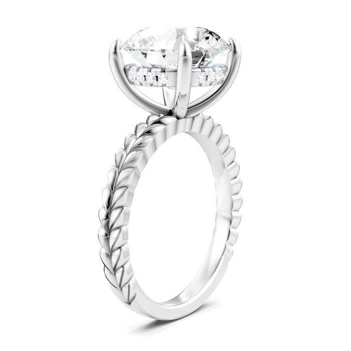 1/10 Ctw Round Shape Round Cut Diamond Semi-Mount Engagement Ring in 14K White Gold