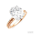 1/10 Ctw Oval Shape Round Cut Diamond Semi-Mount Engagement Ring in 14K Rose and White Gold