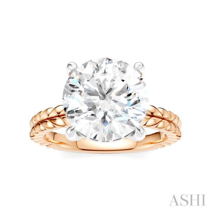1/10 Ctw Circular Shape Round Cut Diamond Semi-Mount Engagement Ring in 14K Rose and White Gold