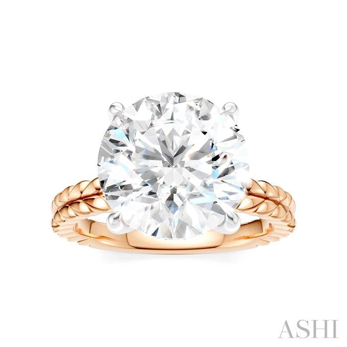1/10 Ctw Round Shape Round Cut Diamond Semi-Mount Engagement Ring in 14K Rose and White Gold