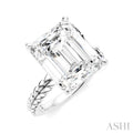 1/8 Ctw Emerald Shape Round Cut Diamond Semi-Mount Engagement Ring in 14K White Gold