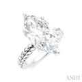 1/8 Ctw Marquise Shape Round Cut Diamond Semi-Mount Engagement Ring in 14K White Gold
