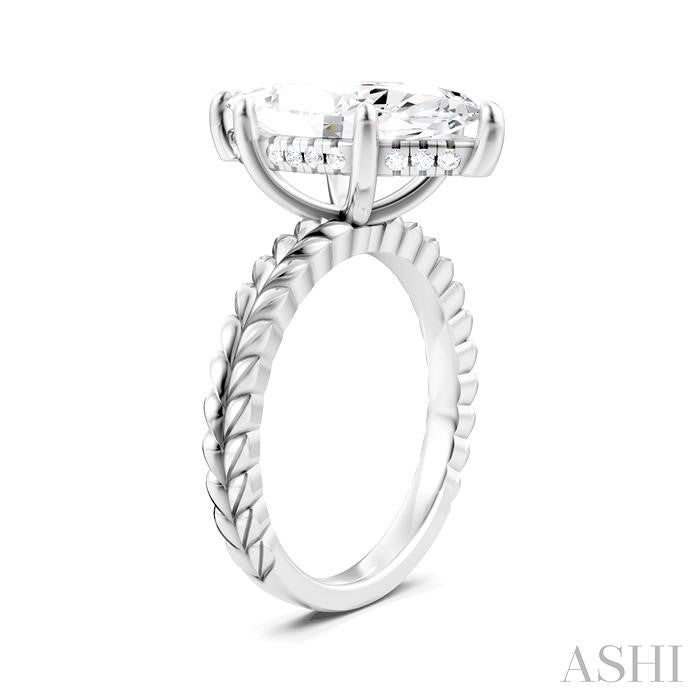 1/8 Ctw Marquise Shape Round Cut Diamond Semi-Mount Engagement Ring in 14K White Gold