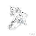 1/8 Ctw Marquise Shape Round Cut Diamond Semi-Mount Engagement Ring in 14K White Gold