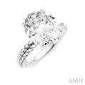1/10 Ctw Oval Shape Round Cut Diamond Semi-Mount Engagement Ring in 14K White Gold