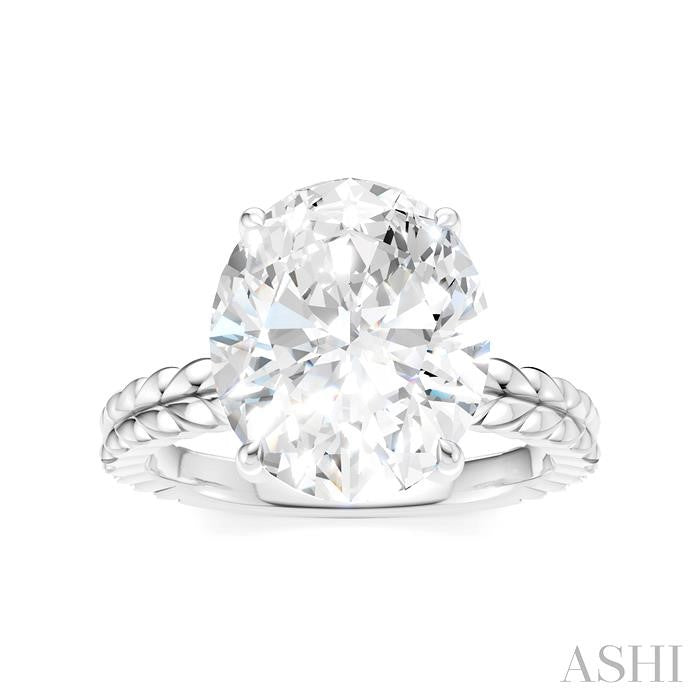 1/10 Ctw Oval Shape Round Cut Diamond Semi-Mount Engagement Ring in 14K White Gold