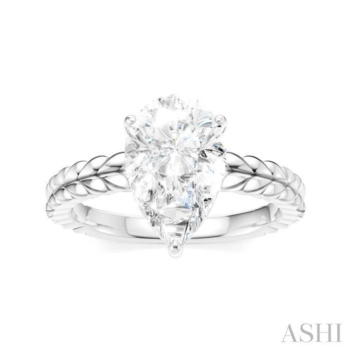 1/10 Ctw Pear Shape Round Cut Diamond Semi-Mount Engagement Ring in 14K White Gold
