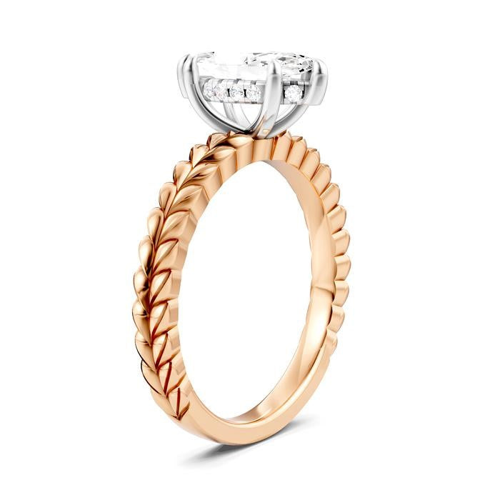 1/20 Ctw Marquise Shape Round Cut Diamond Semi-Mount Engagement Ring in 14K Rose and White Gold