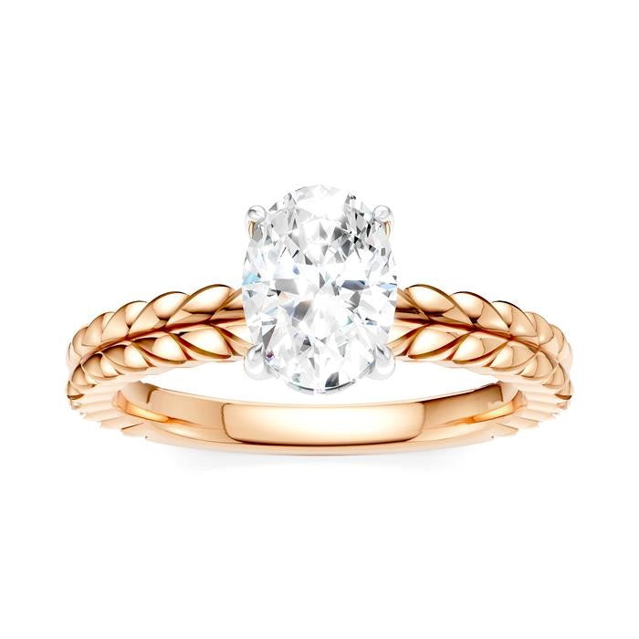 1/20 Ctw Oval Shape Round Cut Diamond Semi-Mount Engagement Ring in 14K Rose and White Gold