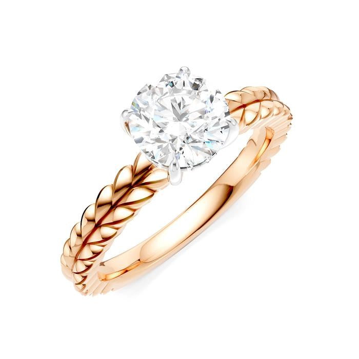 1/20 Ctw Circular Shape Round Cut Diamond Semi-Mount Engagement Ring in 14K Rose and White Gold