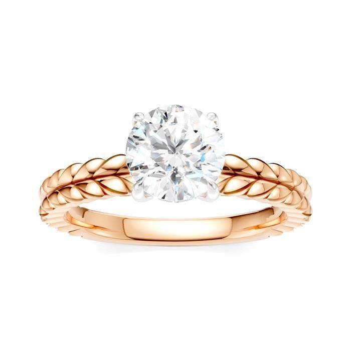 1/20 Ctw Circular Shape Round Cut Diamond Semi-Mount Engagement Ring in 14K Rose and White Gold