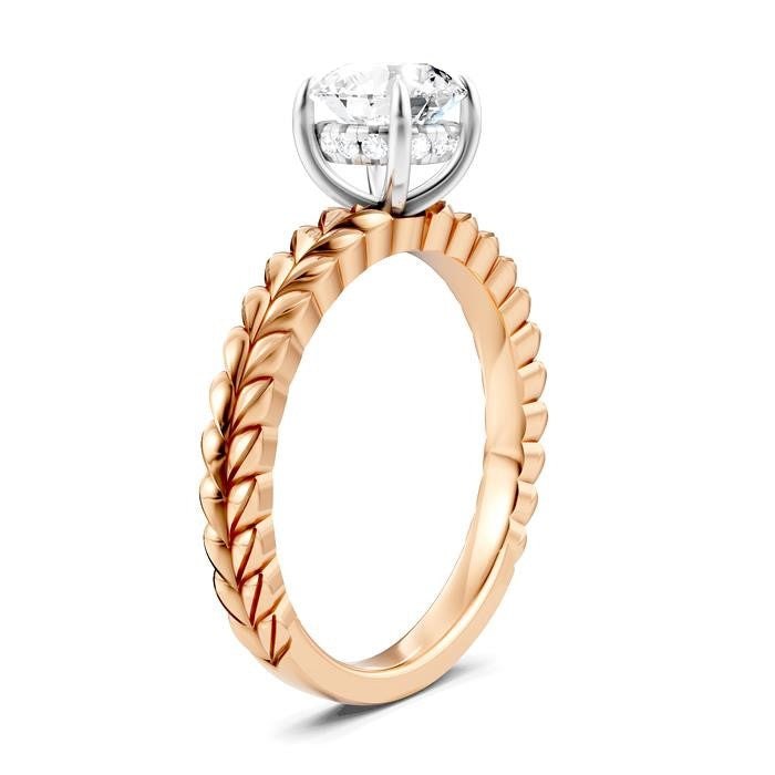 1/20 Ctw Circular Shape Round Cut Diamond Semi-Mount Engagement Ring in 14K Rose and White Gold