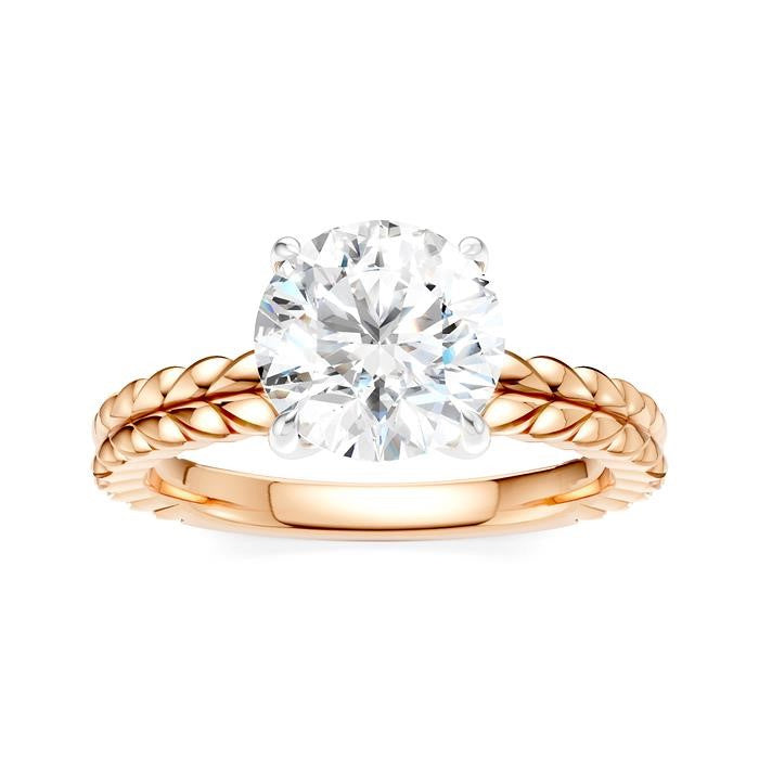 1/20 Ctw Circular Shape Round Cut Diamond Semi-Mount Engagement Ring in 14K Rose and White Gold