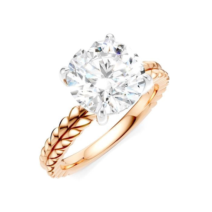 1/20 Ctw Circular Shape Round Cut Diamond Semi-Mount Engagement Ring in 14K Rose and White Gold
