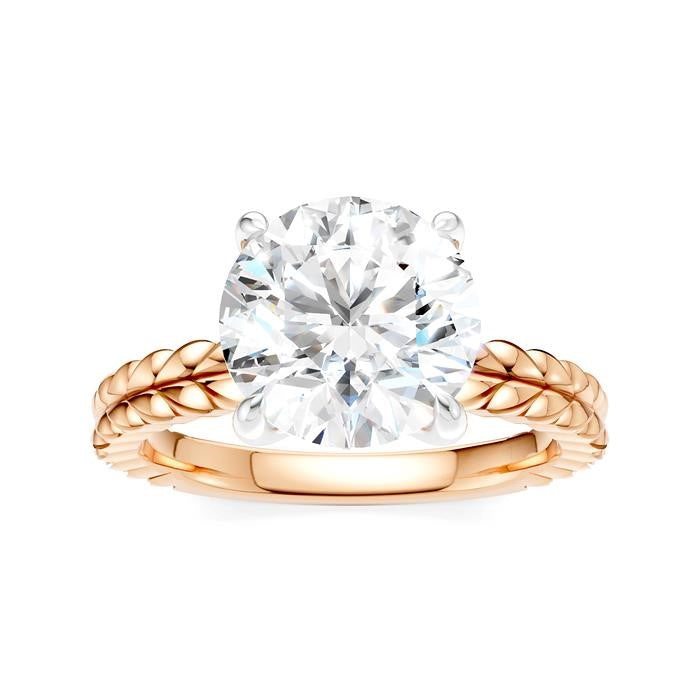 1/20 Ctw Circular Shape Round Cut Diamond Semi-Mount Engagement Ring in 14K Rose and White Gold