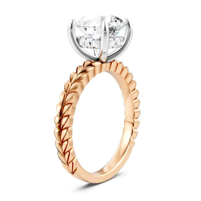 1/20 Ctw Circular Shape Round Cut Diamond Semi-Mount Engagement Ring in 14K Rose and White Gold