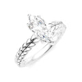 1/20 Ctw Marquise Shape Round Cut Diamond Semi-Mount Engagement Ring in 14K White Gold