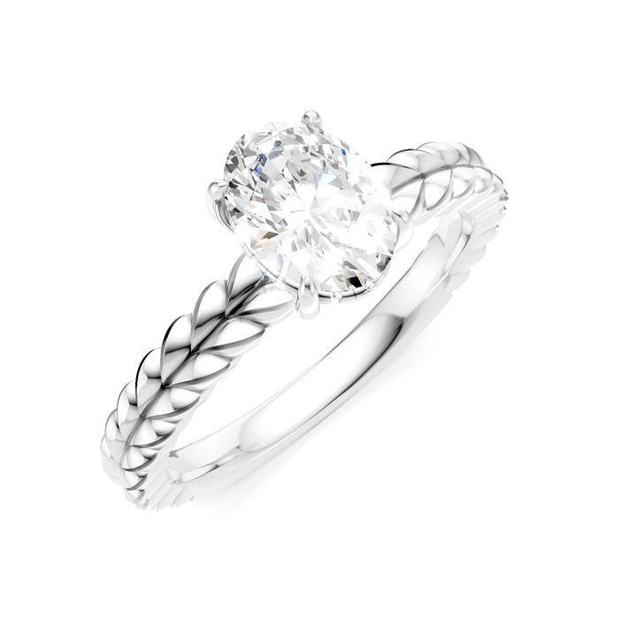 1/20 Ctw Oval Shape Round Cut Diamond Semi-Mount Engagement Ring in 14K White Gold