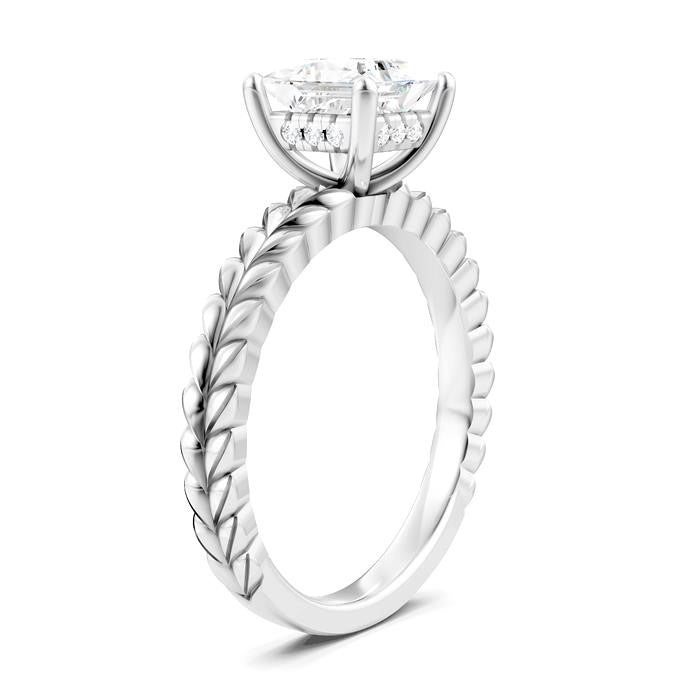 1/20 Ctw Princess Shape Round Cut Diamond Semi-Mount Engagement Ring in 14K White Gold