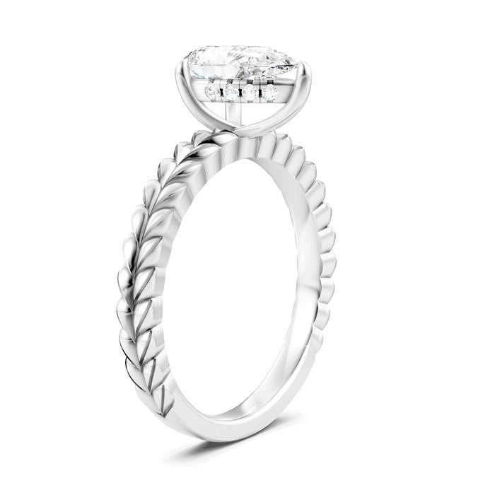 1/20 Ctw Pear Shape Round Cut Diamond Semi-Mount Engagement Ring in 14K White Gold