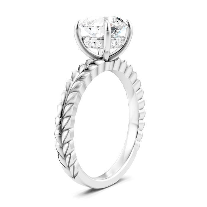 1/20 Ctw Circular Shape Round Cut Diamond Semi-Mount Engagement Ring in 14K White Gold