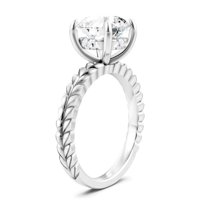 1/20 Ctw Circular Shape Round Cut Diamond Semi-Mount Engagement Ring in 14K White Gold